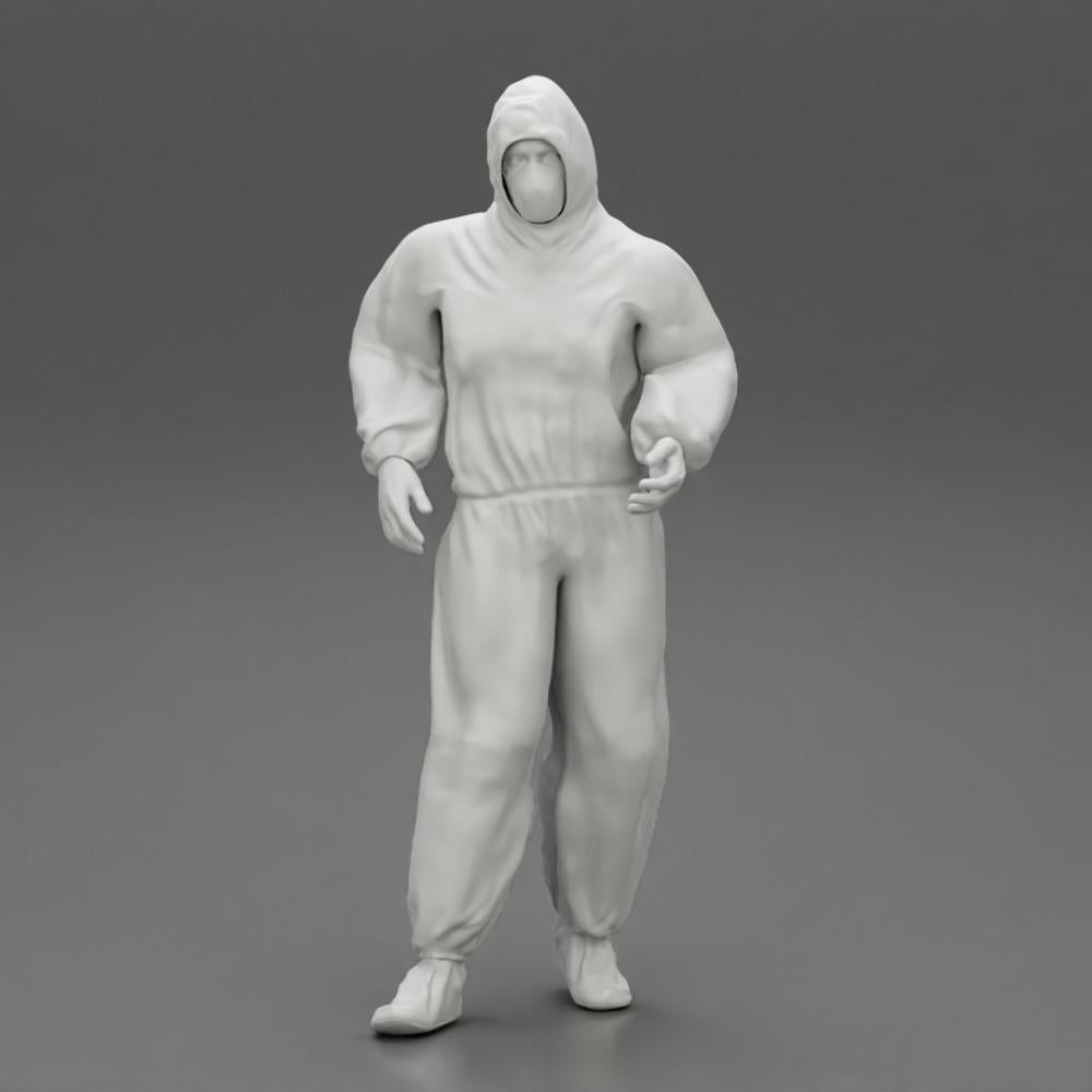Diorama model building product photo 6: Diorama miniature: Man in full protective suit with hood, mask & gloves (Ref No. A50)