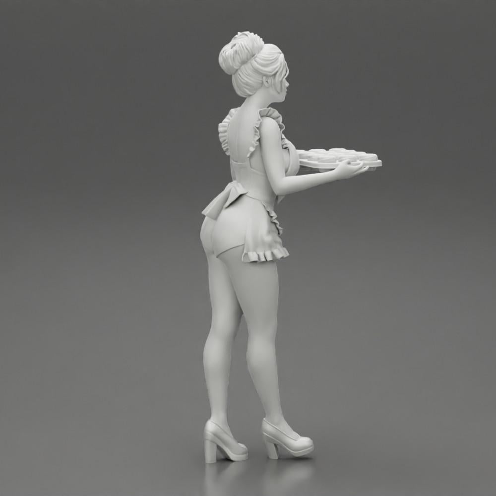 Diorama model building product photo 7: Diorama miniature: maid with tray full of cupcakes, standing figure (Ref No. A48)