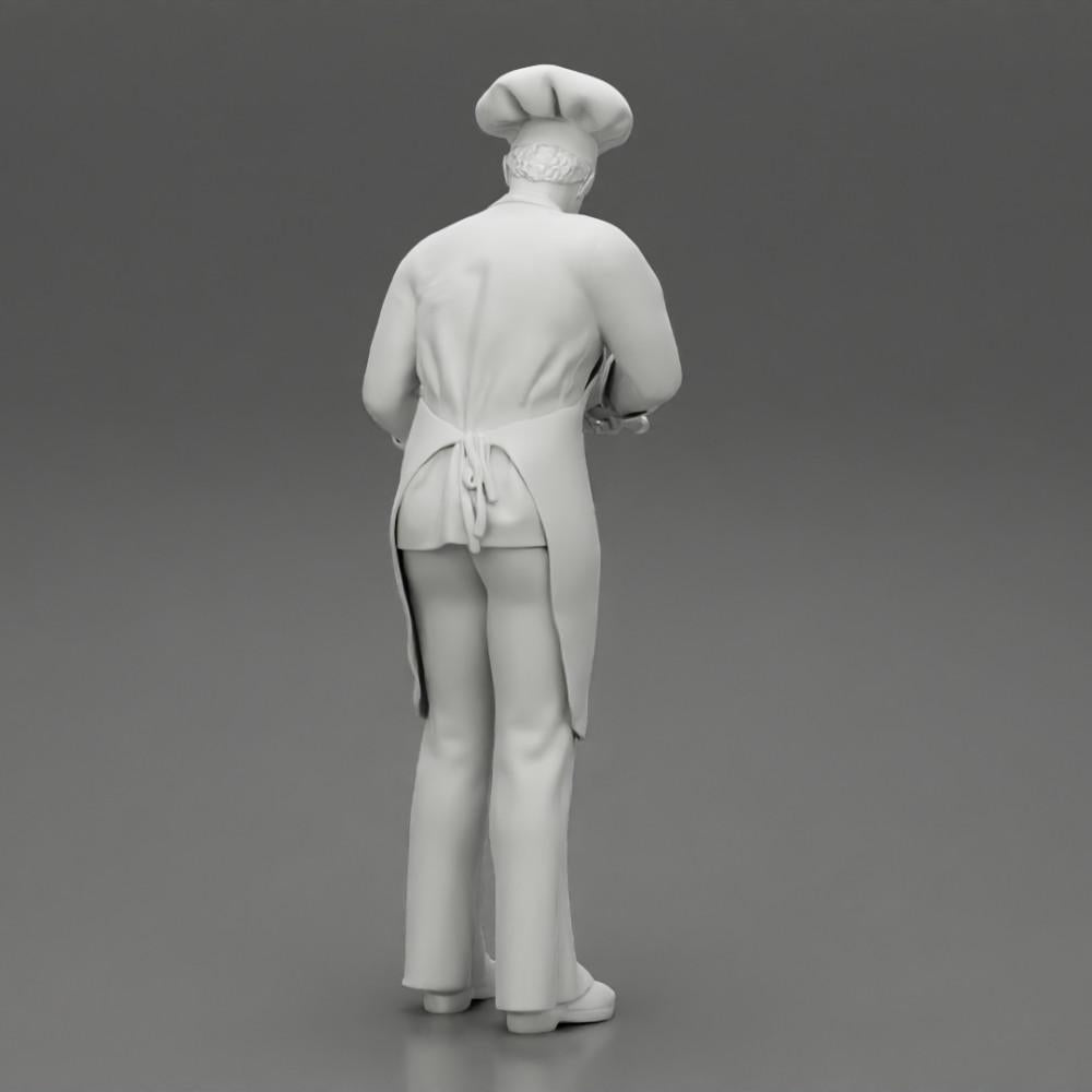Diorama model building product photo 8: Diorama miniature: standing chef in professional attire with chef's knife (Ref No. A49)