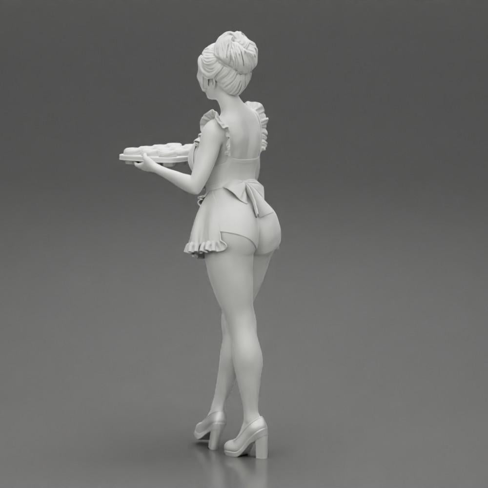 Diorama model building product photo 9: Diorama miniature: maid with tray full of cupcakes, standing figure (Ref No. A48)