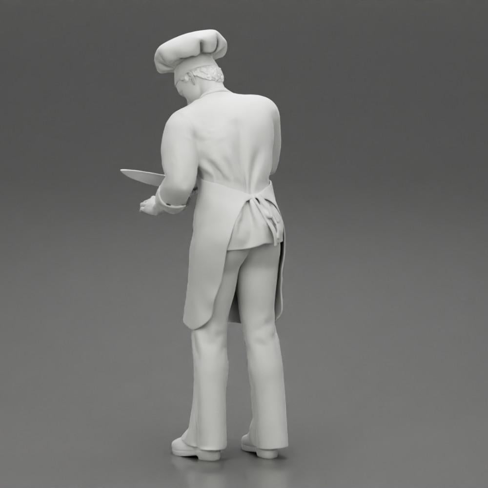 Diorama model building product photo 9: Diorama miniature: standing chef in work attire with chef's knife (Ref No. A49)