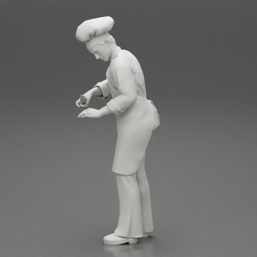 Diorama model building product photo 10: Diorama miniature: standing chef in work attire with chef's knife (Ref No. A49)