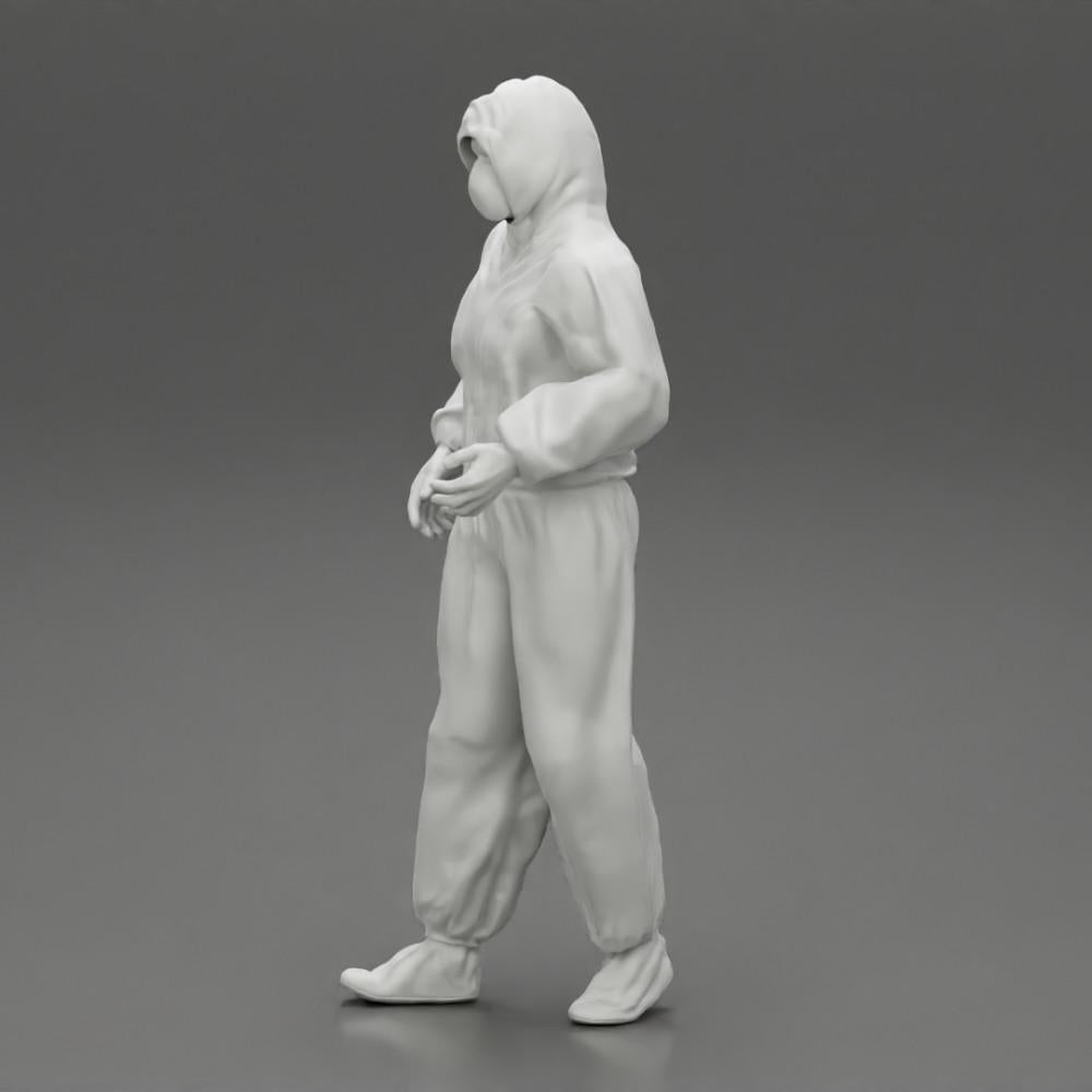 Diorama Model Building Product Photo 11: Diorama Miniature: Man in Full Protective Suit with Hood, Mask & Gloves (Ref No. A50)