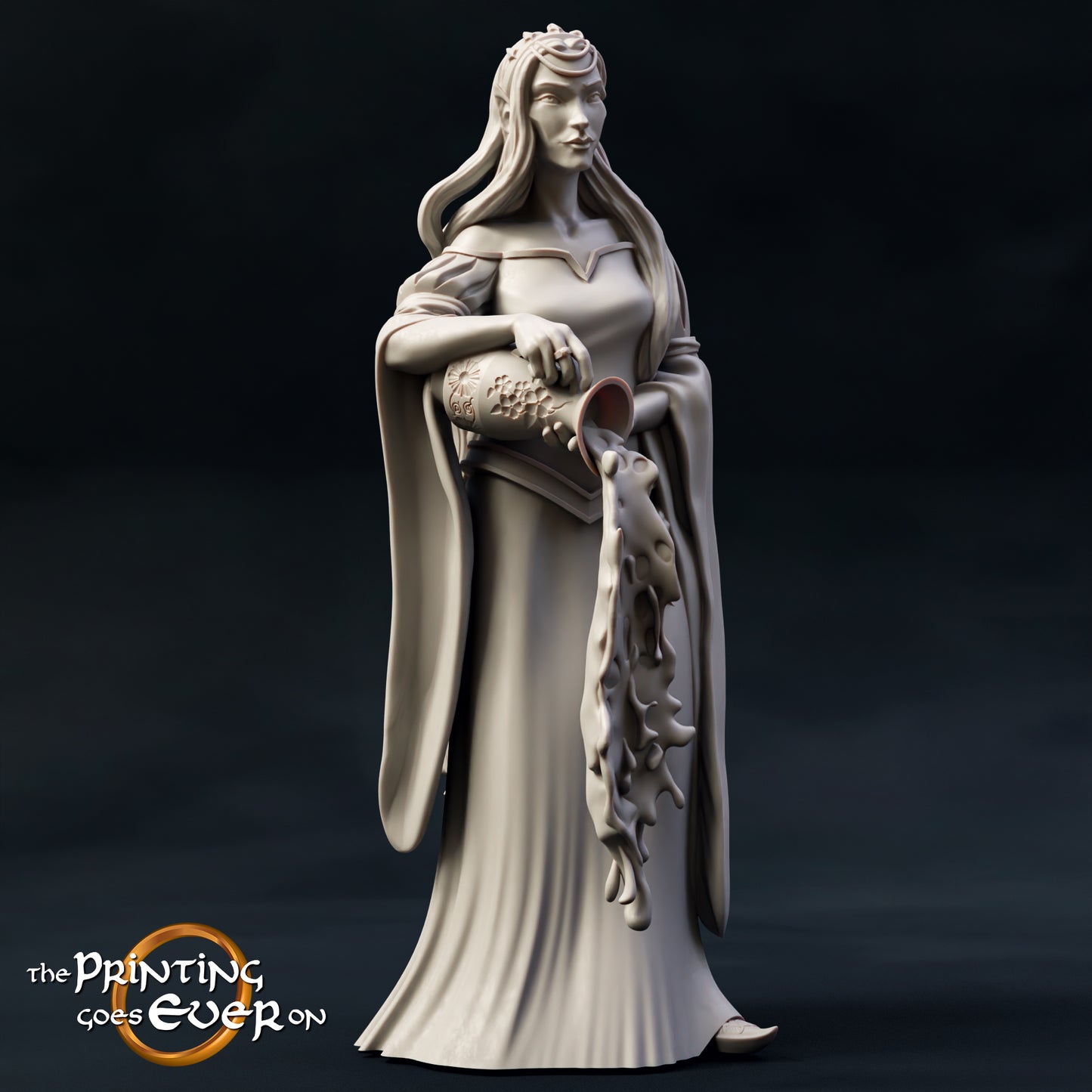 Product photo Tabletop 28mm The Printing Goes Ever On (TPGEO) 0: King and Queen of Elves: Elven Rulers with Fountain - Spouse and Consort