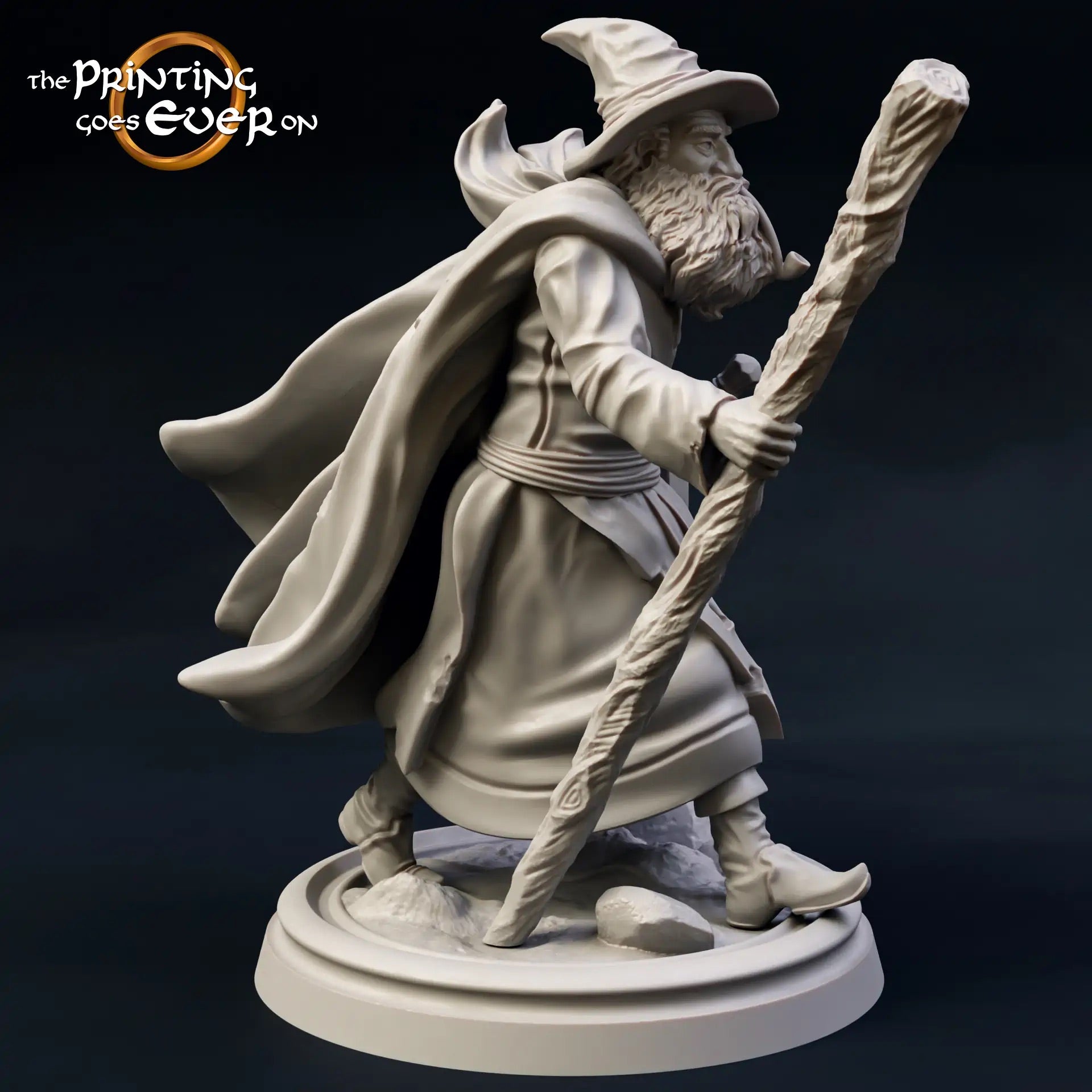 Product photo Tabletop 28mm The Printing Goes Ever On (TPGEO) 0: 9 Heroes in Wanderer Pose: Companions of Humans, Elves, Dwarves, and Halflings - Wanderer