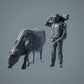 Farm Animal Figure: Grazing Cow - Red Devon Cow (a028)