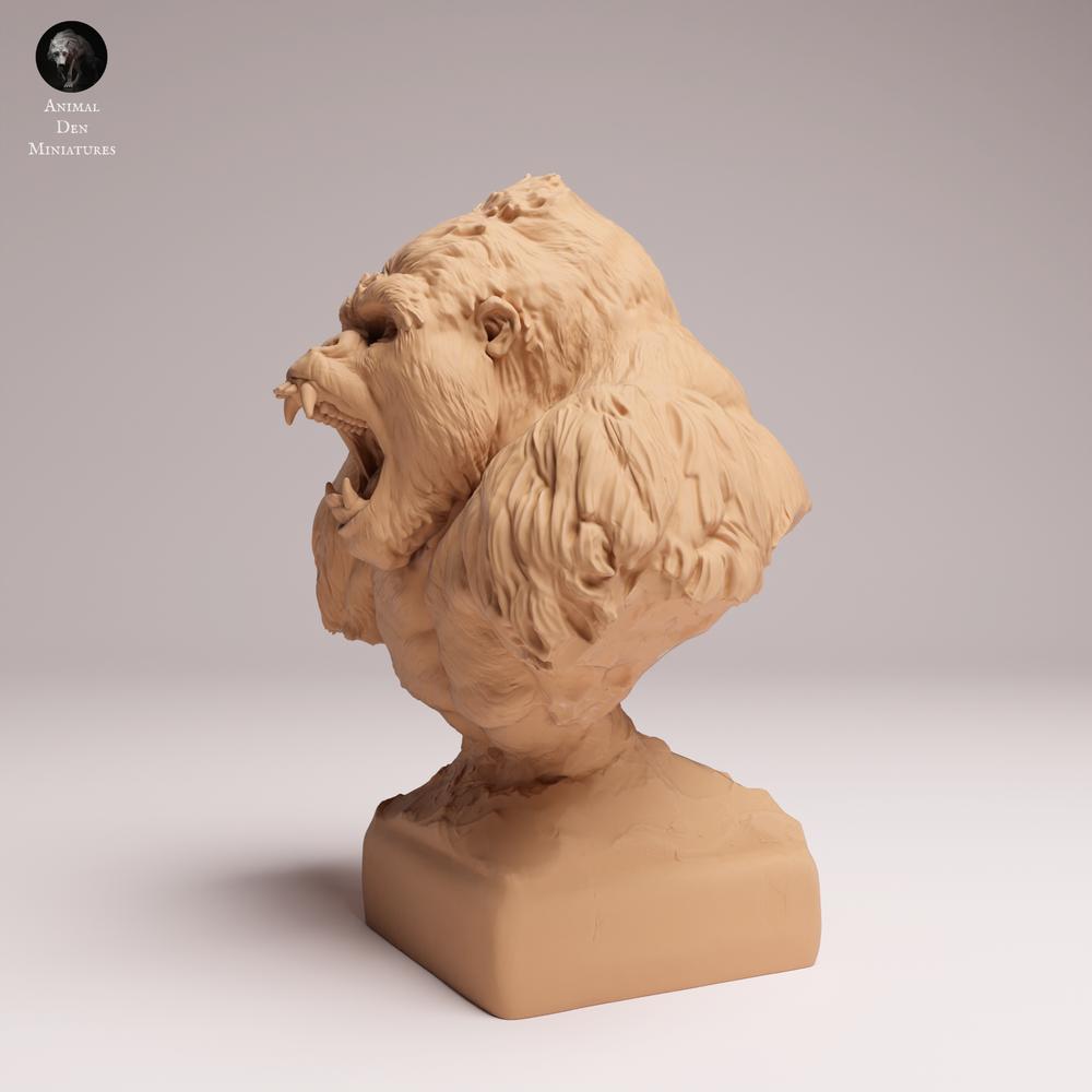 Product photo animal figure Animal Den Miniatures 1: Gorilla animal figure: Eastern lowland gorilla - aggressive silverback as a bust (25_07_19)