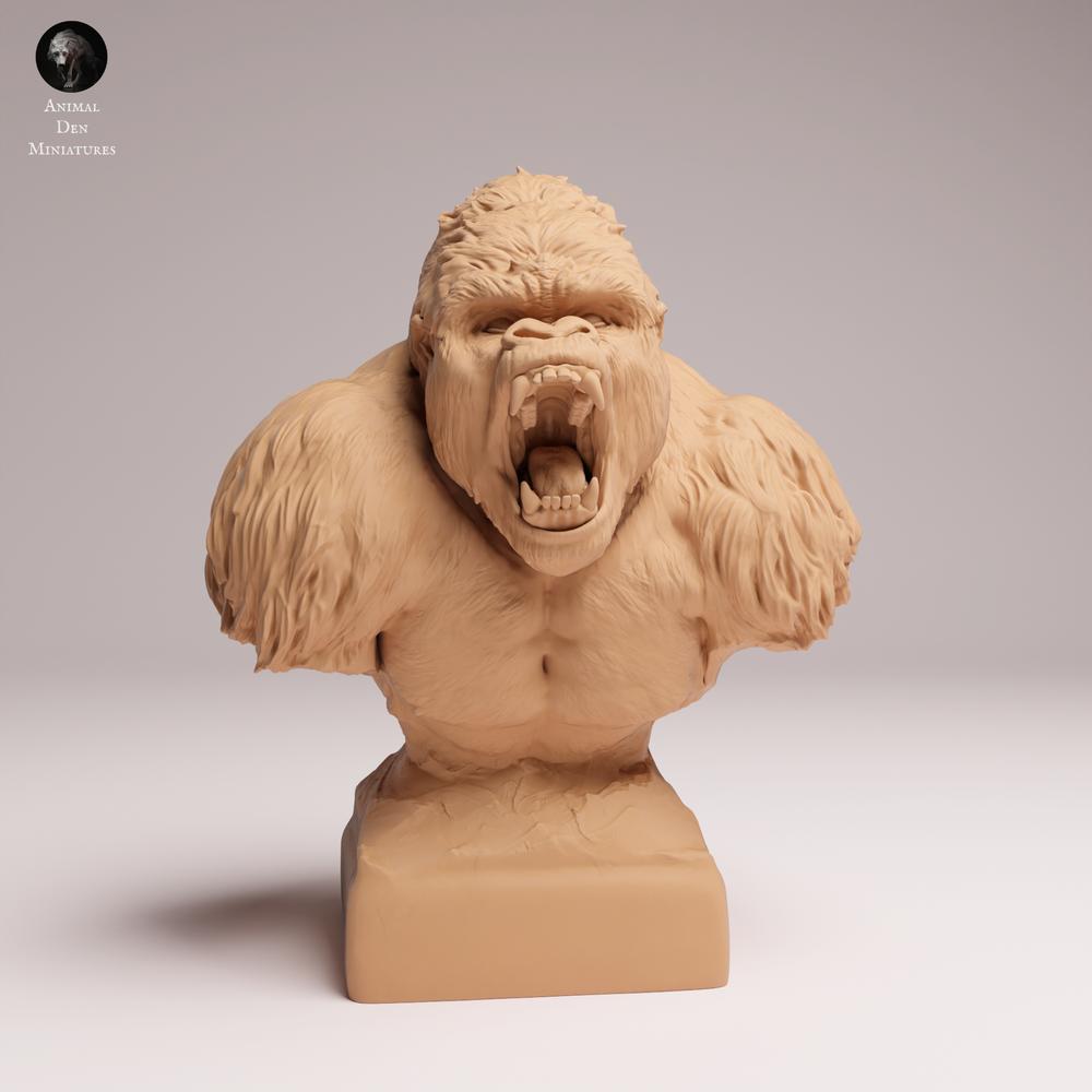 Product photo animal figure Animal Den Miniatures 2: Gorilla animal figure: Eastern lowland gorilla - aggressive silverback as a bust (25_07_19)