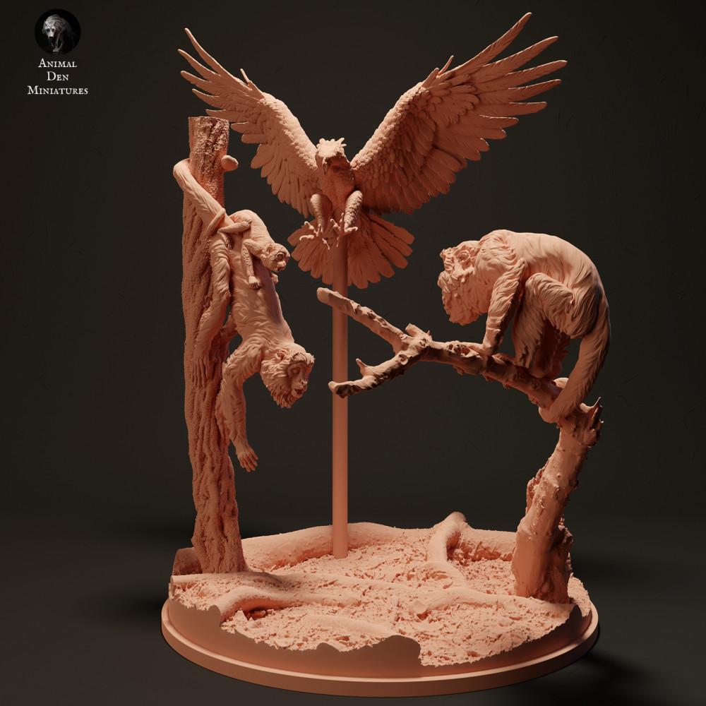 Produktfoto Tierfigur Animal Den Miniatures 1: Dschungel Tierfigur: Harpyie - jagt Rote Brüllaffen (23_06_08)