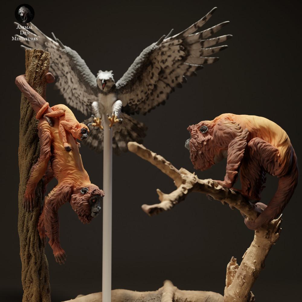 Produktfoto Tierfigur Animal Den Miniatures 3: Dschungel Tierfigur: Harpyie - jagt Rote Brüllaffen (23_06_08)
