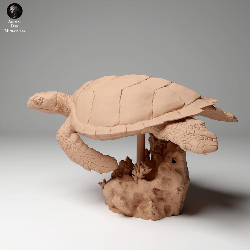 Product photo animal figure Animal Den Miniatures 0: Sea creature animal figure: Real Hawksbill Sea Turtle - swimming (24_05_03)