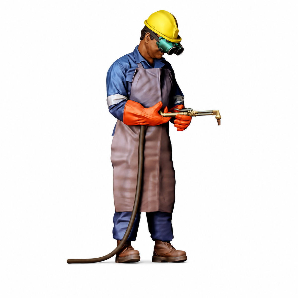 Standing figure: Welder with MIG welding torch & protective clothing (Ref. No. 481) - Welder with complete MIG welding torch and hose