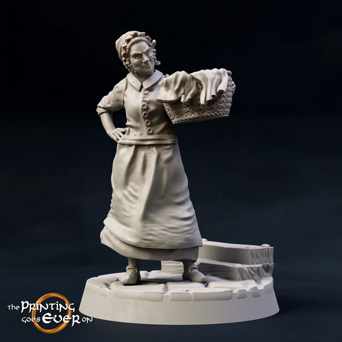 Product photo Tabletop 28mm The Printing Goes Ever On (TPGEO) 0: Medieval townsfolk and tavern guests: Innkeeper, guard, hunter, farmer, maid, guest, traveler