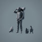 Farm Animal Figures: 3 Chickens - eating, sitting, and running (a020)