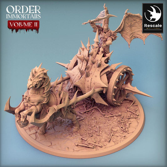 Product photo Tabletop 28mm Lord of the Print (LotP) 0: Tabletop miniature: Demonic Warlord on Hell Chariot, Winged Reaper, Chariot Commander - Chariot Attack (24_02_K)
