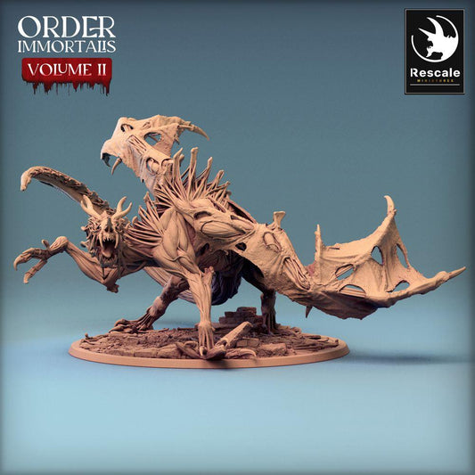 Product photo Tabletop 28mm Lord of the Print (LotP) 0: Tabletop miniature: Demonic Dragonspawn - Immortalis Dragon, Hellbeast with Scythe Tail in Attack Pose (24_02_D1)