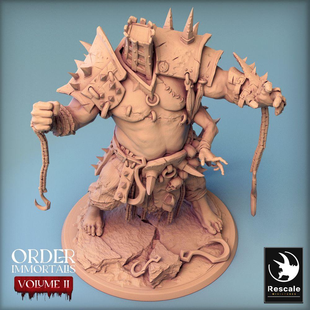 Produktfoto Tabletop 28mm Lord of the Print (LotP) 0: Tabletop Miniatur: Oger‑Kerkermeister mit Kettenhaken, Henker und Barbaren‑Warlord - Eradicus Fist (24_02_F2)