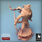 Product photo Tabletop 28mm Lord of the Print (LotP) 0: Tabletop miniature: Werewolf Warrior - howling Lycanthrope, barbarian and duelist with two curved blades (Werewolf Howl) (24_02_C4)