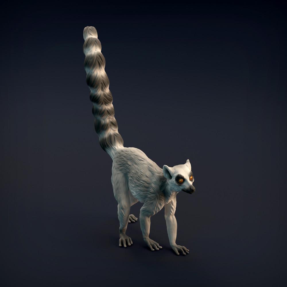 Product photo of animal figure Animal Den Miniatures 0: Wild animal figure: Ring-tailed lemur (22_01_03)