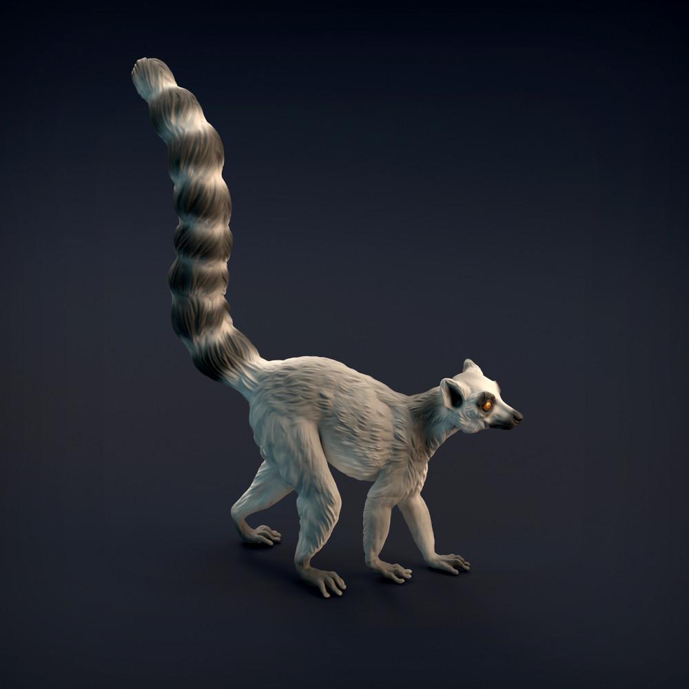 Product photo of animal figure Animal Den Miniatures 1: Wild animal figure: Ring-tailed lemur (22_01_03)
