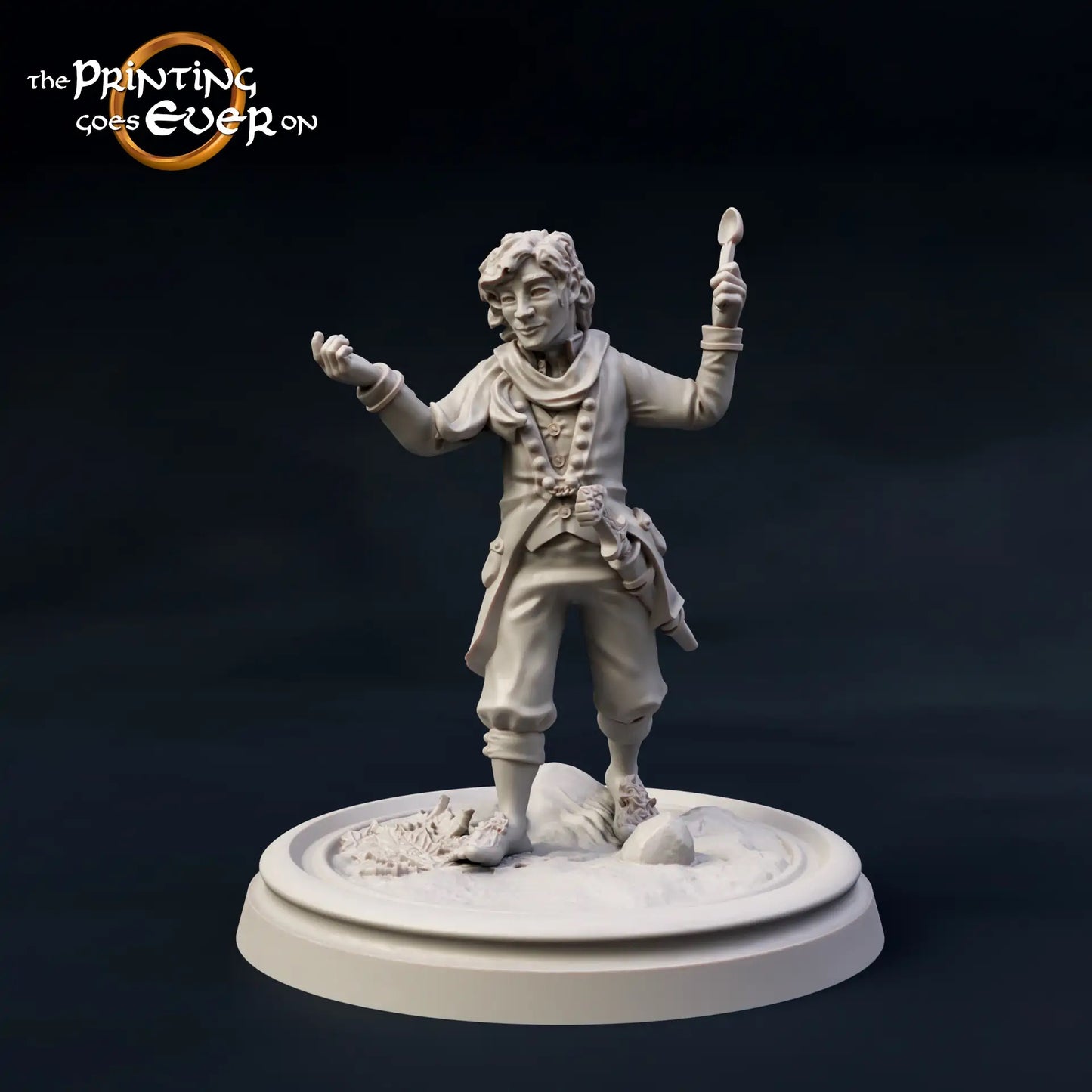 Product photo Tabletop 28mm The Printing Goes Ever On (TPGEO) 0: 9 Heroes in Wanderer Pose: Companions of Humans, Elves, Dwarves, and Halflings - Wanderer