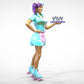 Product photo 0: Waitress on roller skates 2: Server with tablet brings drinks