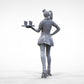 Product photo 0: Waitress on roller skates 2: Server with tablet brings drinks