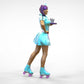 Product photo 0: Waitress on roller skates 2: Server with tablet brings drinks
