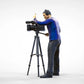 Product photo diorama and model building miniature figure: Reporter team - cameraman with camera and tripod