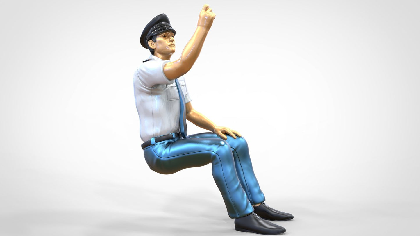 Product photo 0: Pilot in uniform sitting: Aircraft personnel - operating switch