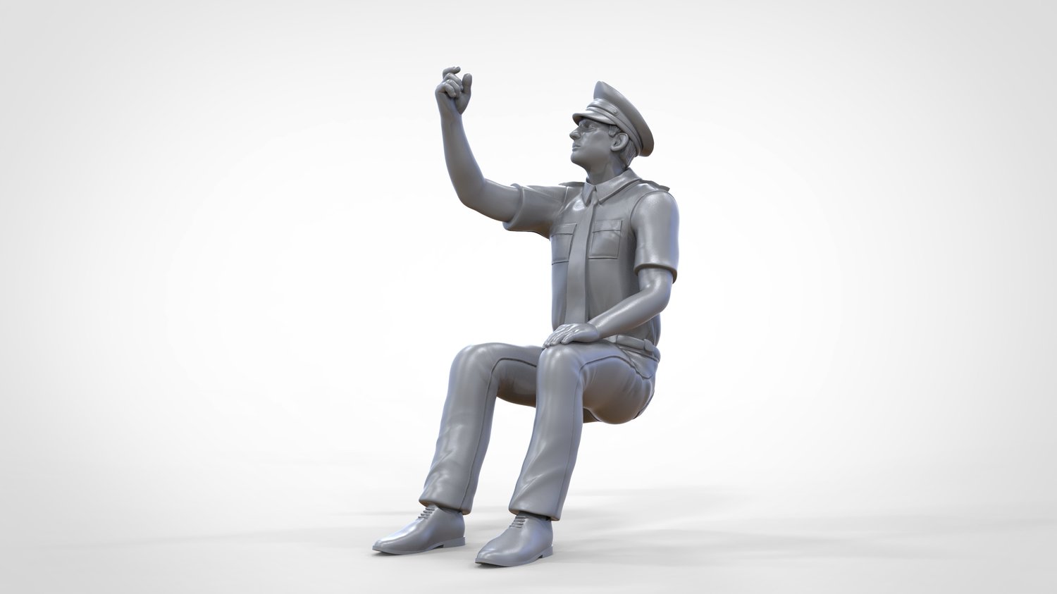 Product photo 0: Pilot in uniform sitting: Aircraft personnel - operating switch