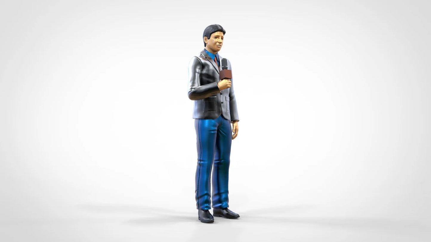 Product photo diorama and model building miniature figure: Reporter Team - Reporter with microphone