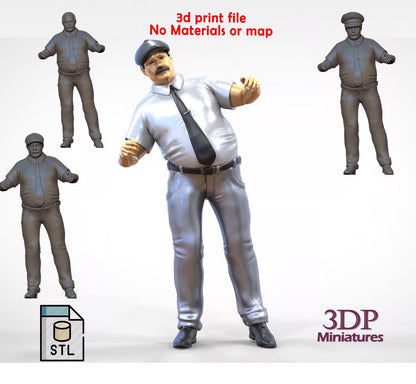 Diorama model building product photo 0: Conductor or pilot with cap – figure in uniform shirt with tie (Ref. No. 446)