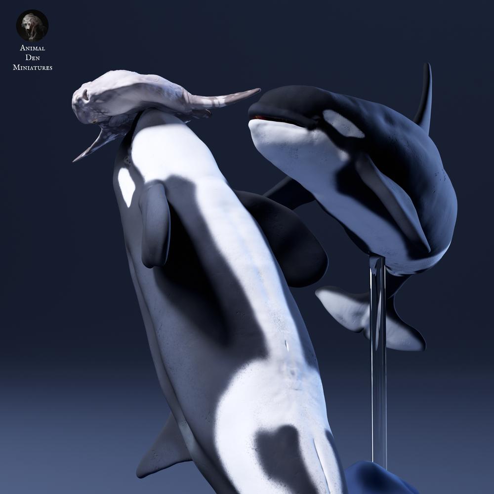 Product photo of animal figure Animal Den Miniatures 6: Sea animals: Sunfish and orcas (26_09_07)