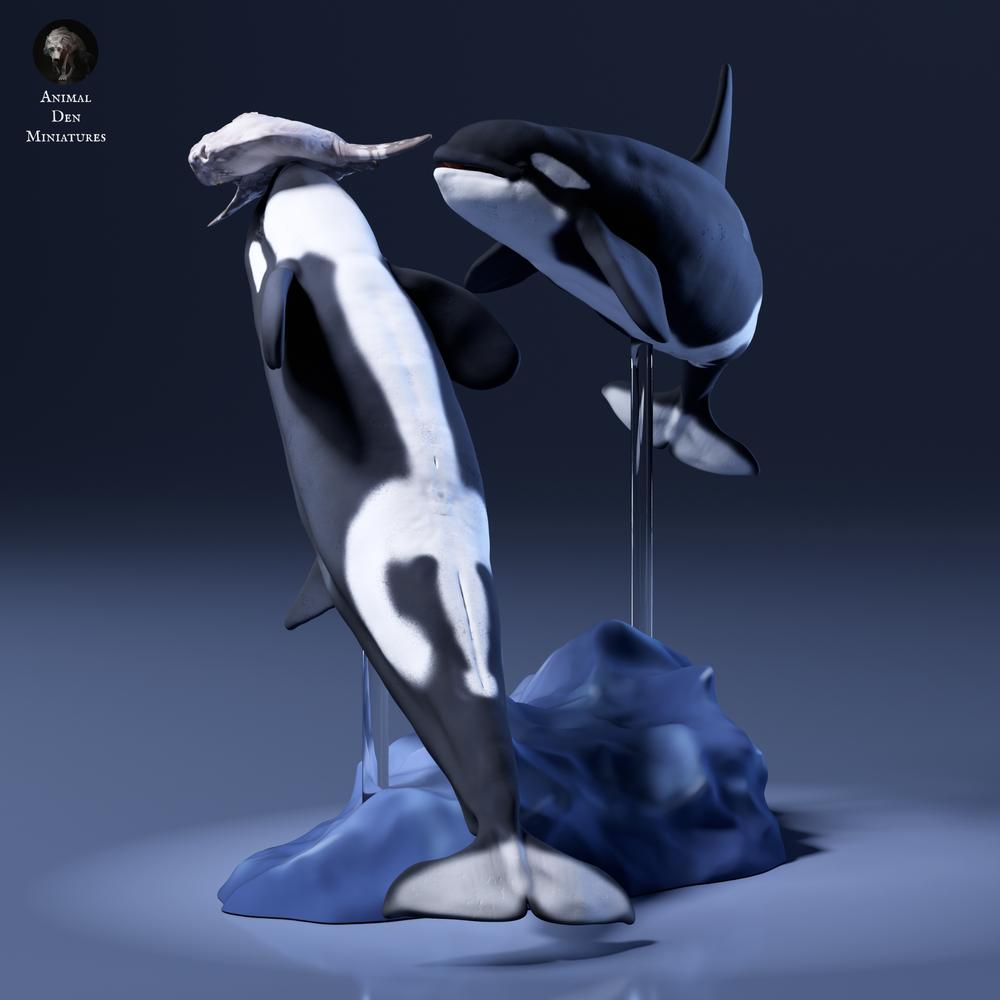 Product photo animal figure Animal Den Miniatures 7: Sea animal figures: Ocean sunfish and orcas (26_09_07)