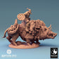 Product photo Tabletop 28mm Lord of the Print (LotP) 0: Tabletop miniature: Orc Warlord on Boar - Orc Warlord, Boar Rider, Beast Rider with Axe and Round Shield (24_04_T)