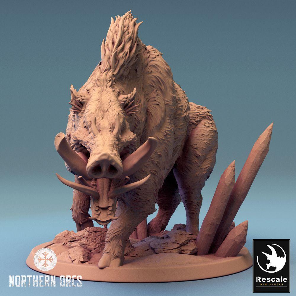 Tabletop photo 28mm Lord of the Print (LotP) 0: Tabletop miniature: War Boar, giant boar, beast mount without rider, boss monster (24_04_V)