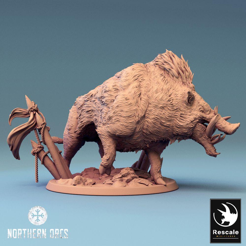 Product photo Tabletop 28mm Lord of the Print (LotP) 0: Tabletop miniature: War Boar, Giant Boar, Beast Mount without Rider, Boss Monster (24_04_V)