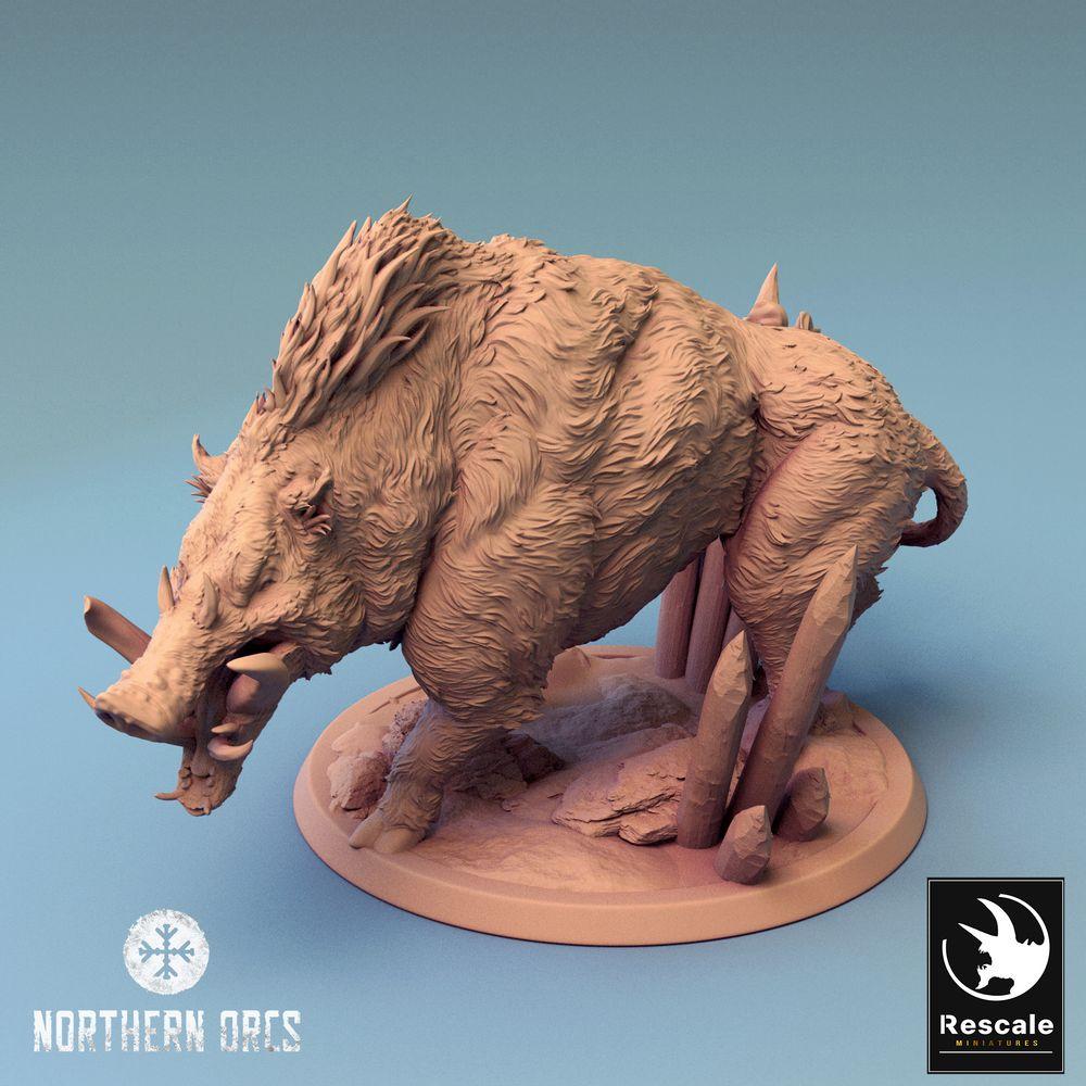 Product photo Tabletop 28mm Lord of the Print (LotP) 0: Tabletop miniature: War Boar, Giant Boar, Beast Mount without Rider, Boss Monster (24_04_V)