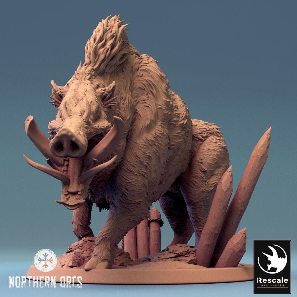 Product photo Tabletop 28mm Lord of the Print (LotP) 0: Tabletop miniature: War Boar, Giant Boar, Beast Mount without Rider, Boss Monster (24_04_V)