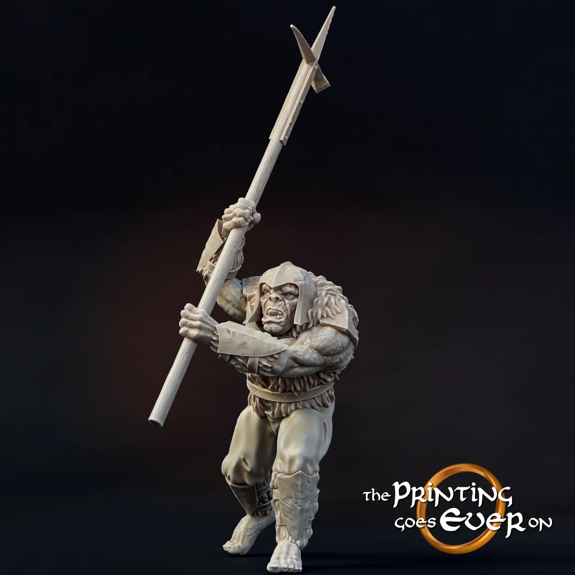 Product photo Tabletop 28mm The Printing Goes Ever On (TPGEO) 0: Orc Commando: Combat Squad / Foot Troop of Evil - Standard, Drum, and Spear