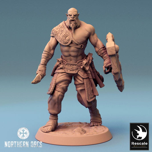 Product photo Tabletop 28mm Lord of the Print (LotP) 0: Tabletop miniature: Orc Warrior Shieldbearer - Shield Fighter, Frontline Fighter (24_04_G2)