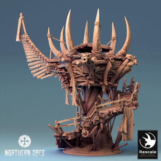 Product photo Tabletop 28mm Lord of the Print (LotP) 0: Tabletop terrain: Orc Watchtower, War Platform, Trophy Tower, War Shrine, Outpost, Orc Watchtower (24_04_W)