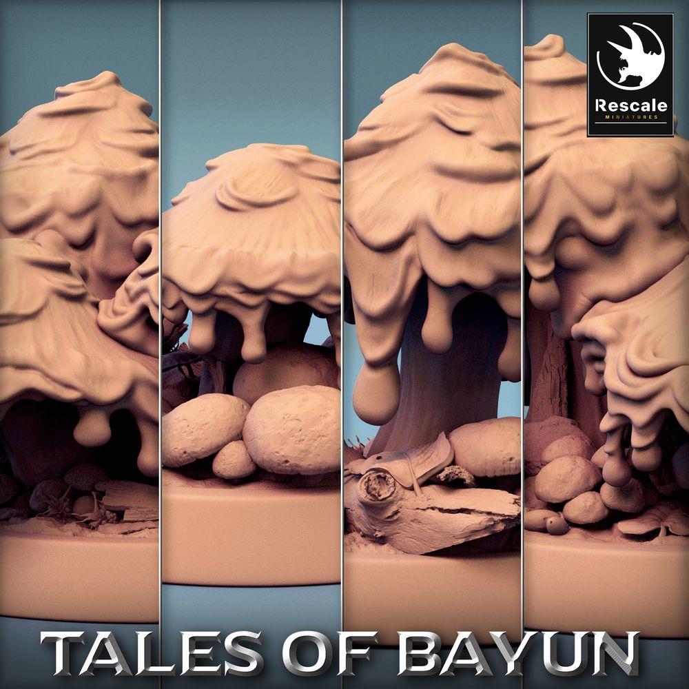 Product photo Tabletop 28mm Lord of the Print (LotP) 0: Tabletop miniature: Mushroom monster, spore creature - Mushroom grove scatter terrain, objective marker (24_01_B)