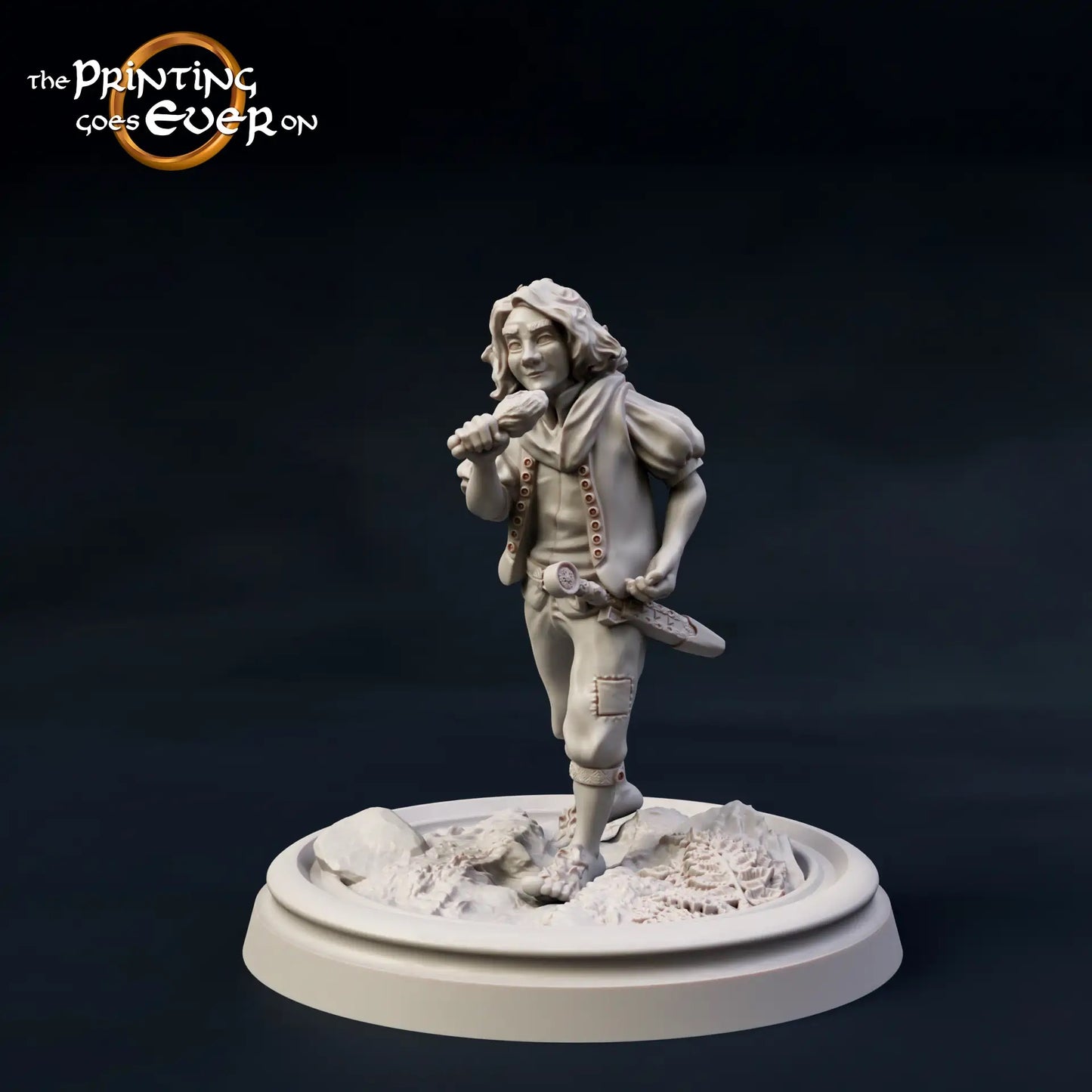 Product photo Tabletop 28mm The Printing Goes Ever On (TPGEO) 0: 9 Heroes in Wanderer Pose: Companions of Humans, Elves, Dwarves, and Halflings - Wanderer