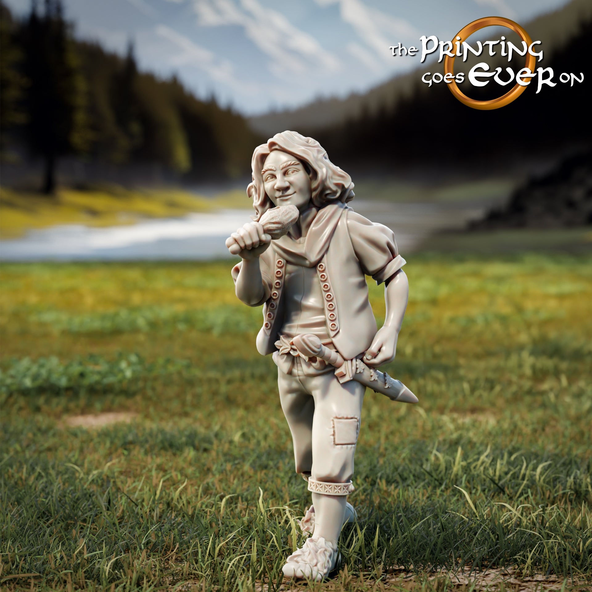 Product photo Tabletop 28mm The Printing Goes Ever On (TPGEO) 0: 9 Heroes in Wanderer Pose Remastered: Companions of Humans, Elves, Dwarves, and Halflings - Wanderer