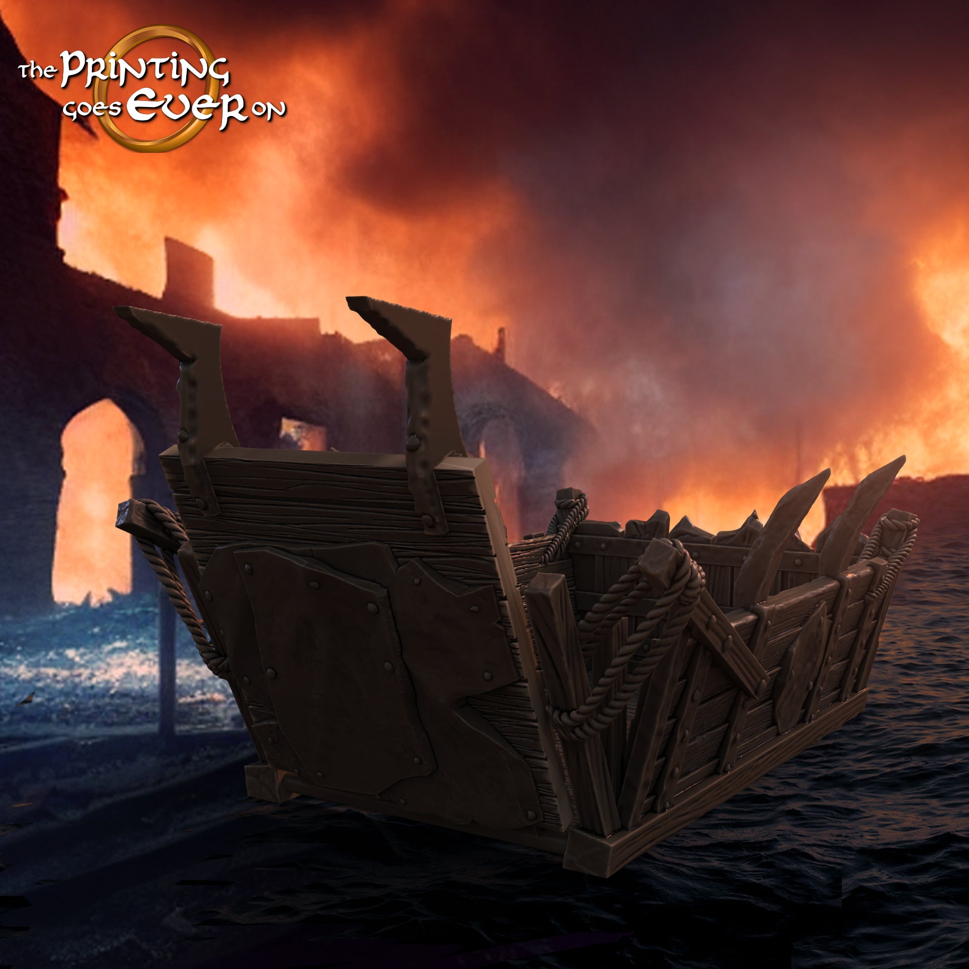 Product photo Tabletop 28mm The Printing Goes Ever On (TPGEO) 0: Small landing craft - Orc transport boat - Raft for siege