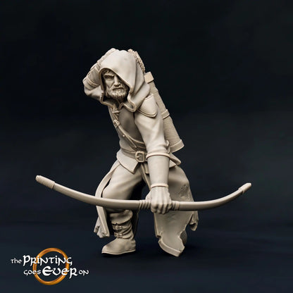 Product photo medieval historical figure 75mm Scale The Printing Goes Ever On (TPGEO) 0: Medieval Knight Figures Ranger Bow A Ranger of the North