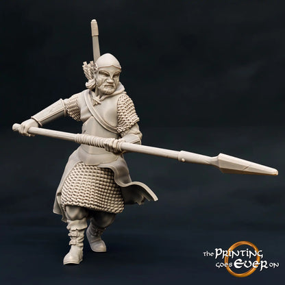 Product photo medieval historical figure 75mm Scale The Printing Goes Ever On (TPGEO) 0: Medieval knight figures ranger spear A ranger of the north
