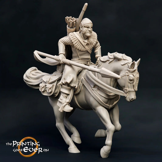 Produktfoto mittelalterliche historische Figur 75mm Scale The Printing Goes Ever On (TPGEO)  0: Mittelalterliche Ritter Figuren Ranger Reiter Speer - 75mm Modelle - Waldläufer des Nordens